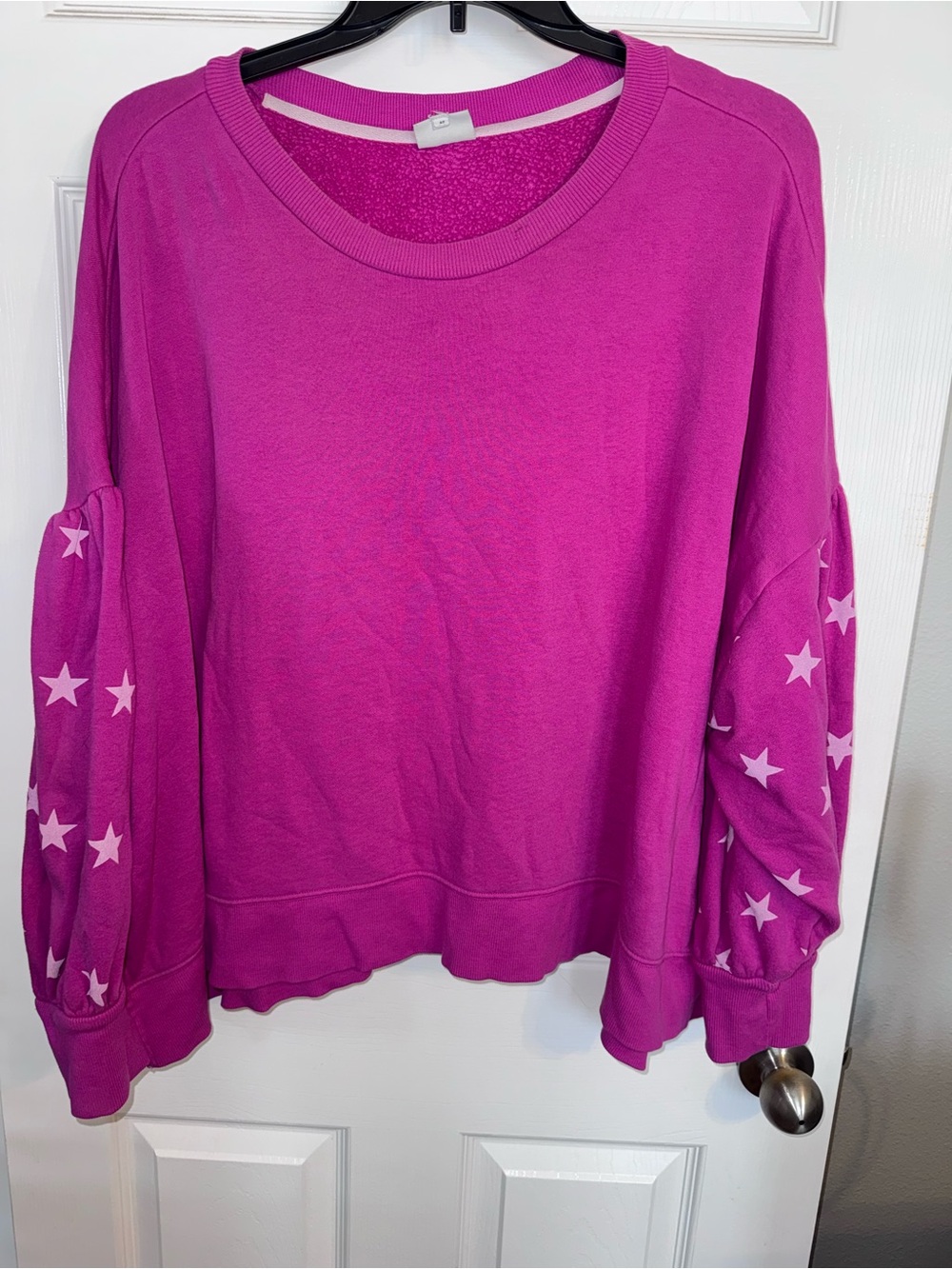 Cabana Life Women's Pink Star-Sleeve Sweatshirt